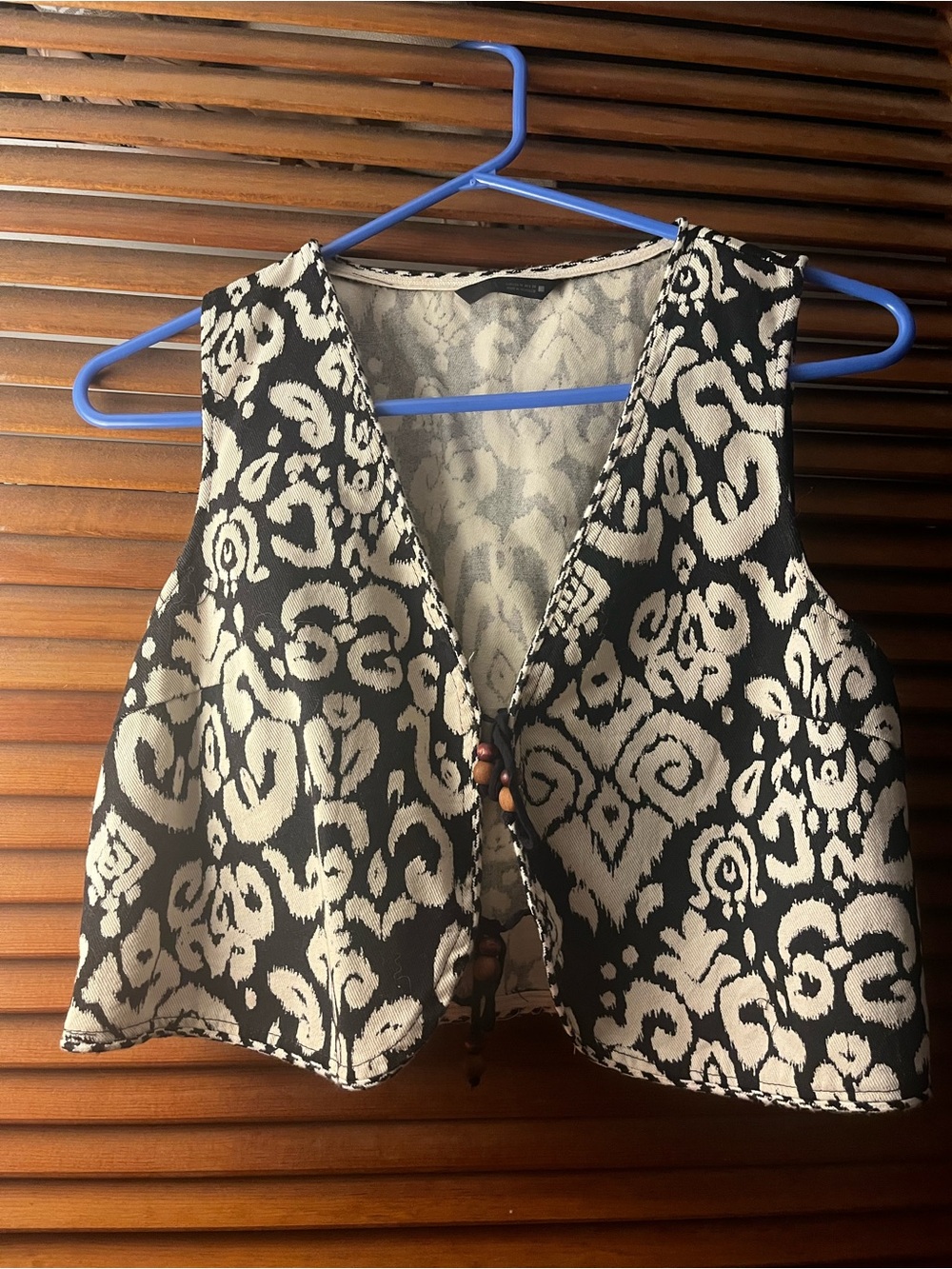 Zara Black & Cream Patterned Vest
